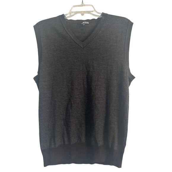 GUC Murano Men's Sweater Vest Golf 100% Murano Wool Gray/Black Strope Size Med - Picture 1 of 5